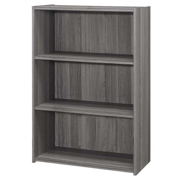 HomeRoots Gray Wood Adjustable Bookcase - Modern Three-Tier Storage Solution for Small Spaces & Decor Display 355731