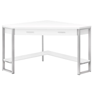 Homeroots 42" White And Silver Corner Computer Desk   355733
