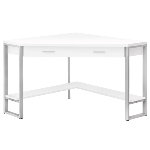Homeroots 42" White And Silver Corner Computer Desk   355733