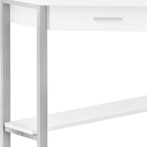 Homeroots 42" White And Silver Corner Computer Desk   355733
