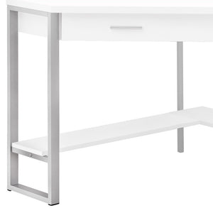 Homeroots 42" White And Silver Corner Computer Desk   355733