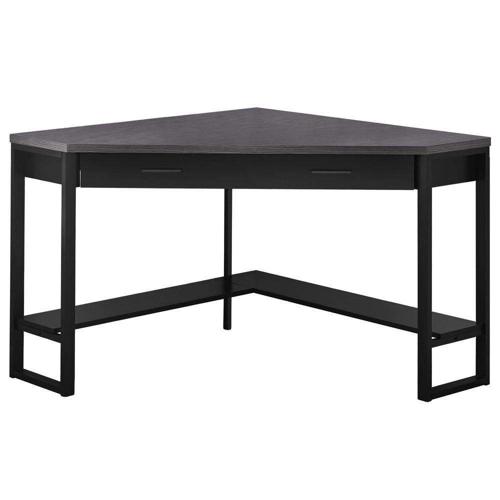 Homeroots 42" Gray And Black Corner Computer Desk   355734