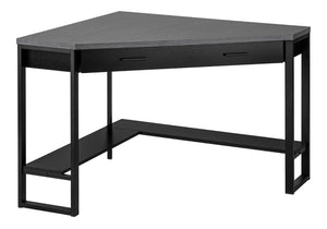 HomeRoots 42" Modern Gray and Black Corner Computer Desk with Storage – Stylish Space-Saving Design for Home Offices 355734
