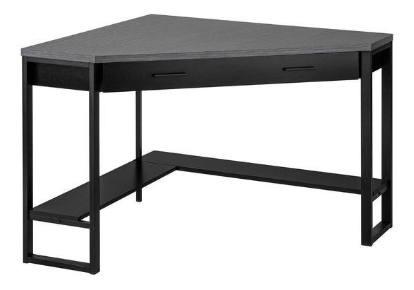 HomeRoots 42" Modern Gray and Black Corner Computer Desk with Storage – Stylish Space-Saving Design for Home Offices 355734