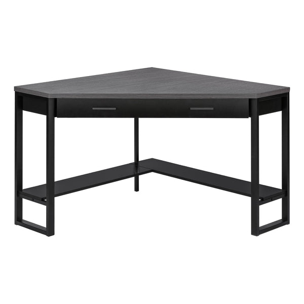 HomeRoots 42" Modern Gray and Black Corner Computer Desk with Storage – Stylish Space-Saving Design for Home Offices 355734