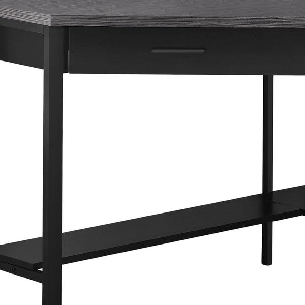 Homeroots 42" Gray And Black Corner Computer Desk   355734