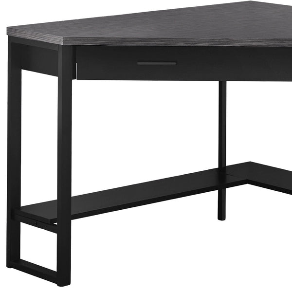 Homeroots 42" Gray And Black Corner Computer Desk   355734