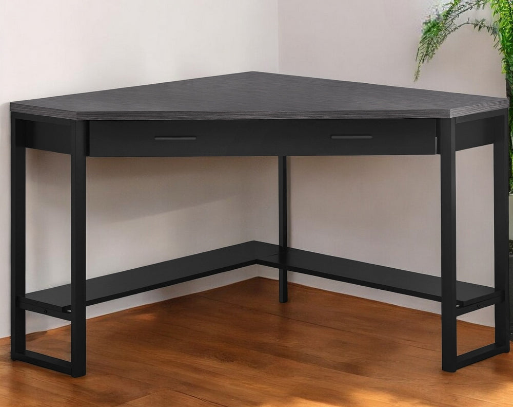 Homeroots 42" Gray And Black Corner Computer Desk   355734