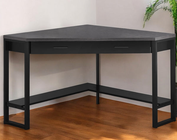 Homeroots 42" Gray And Black Corner Computer Desk   355734