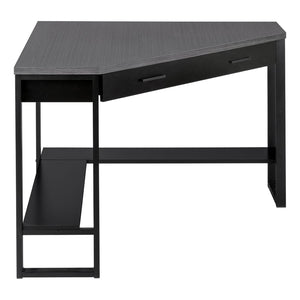 HomeRoots 42" Modern Gray and Black Corner Computer Desk with Storage – Stylish Space-Saving Design for Home Offices 355734