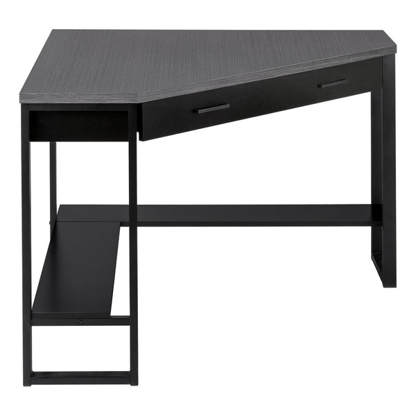HomeRoots 42" Modern Gray and Black Corner Computer Desk with Storage – Stylish Space-Saving Design for Home Offices 355734