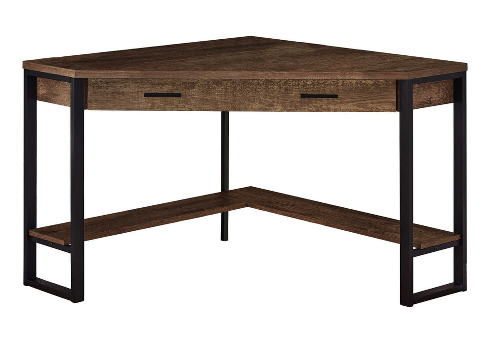 HomeRoots 42" Brown and Black Corner Computer Desk - Stylish, Space-Saving Design for Home Office or Nook 355735