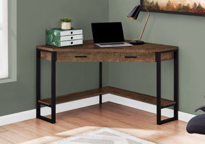 HomeRoots 42" Brown and Black Corner Computer Desk - Stylish, Space-Saving Design for Home Office or Nook 355735