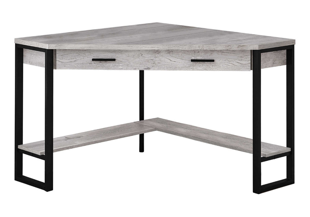HomeRoots 42" Gray and Black Corner Computer Desk - Space-Saving Design, Sturdy Build, Modern Style for Any Room 355736