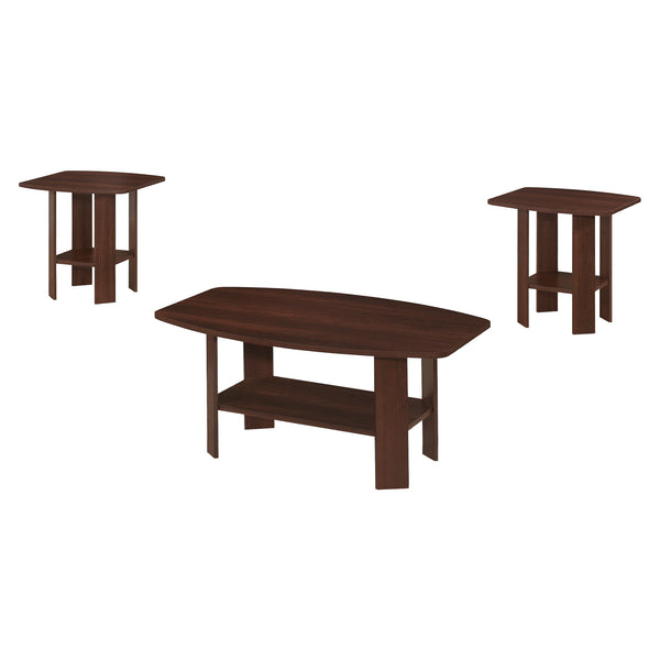 Homeroots Set Of Three 36" Dark Brown Coffee Table With Shelf   355741