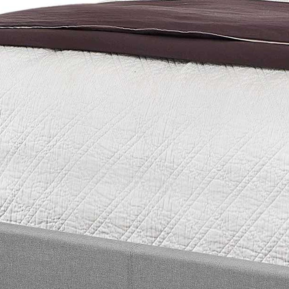 Homeroots Solid Wood Queen Tufted Gray Upholstered Linen Bed With Nailhead Trim  Solid Manufactured Wood 355767