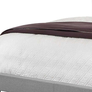 Homeroots Solid Wood Queen Tufted Gray Upholstered Linen Bed With Nailhead Trim  Solid Manufactured Wood 355767