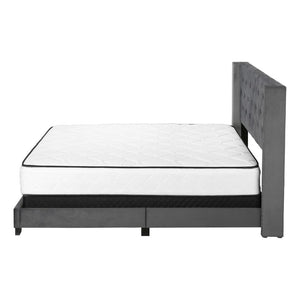 HomeRoots Solid Wood Queen Velvet Tufted Bed with Wingback Headboard & Chrome Nailhead Trim for Elegance 355770