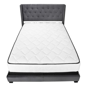 HomeRoots Solid Wood Queen Velvet Tufted Bed with Wingback Headboard & Chrome Nailhead Trim for Elegance 355770