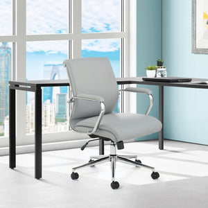OSP Home Furnishings Mid Back Ergonomic Office Chair with Antimicrobial Fabric Chrome Arms and Lumbar Support Steel 920351C-R112