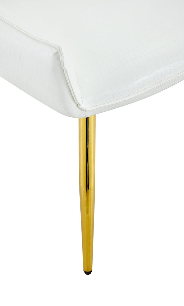 English Elm Crocodile Textured Pu Leather Accent Chair Diamond Tufted with Chrome Metal Legs W3493P456362