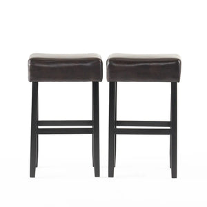 English Elm Christopher Knight Home® - [OLD Set of 2 30" Backless Faux Leather Counter Height Barstool Brown — Transitional 2-Pack Durable Upholstery 74504.00PU