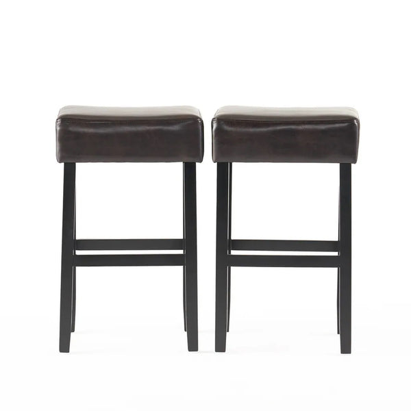English Elm Christopher Knight Home® - [OLD Set of 2 30" Backless Faux Leather Counter Height Barstool Brown — Transitional 2-Pack Durable Upholstery 74504.00PU