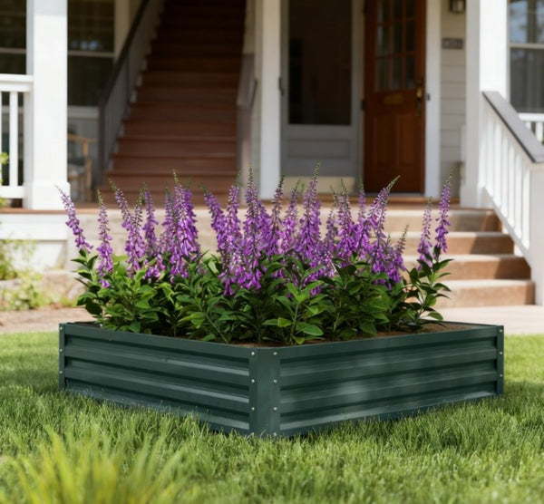 English Elm Outdoor Raised Planter Box with Drainage Reservoir for Herbs Vegetables Balcony T3971P423563