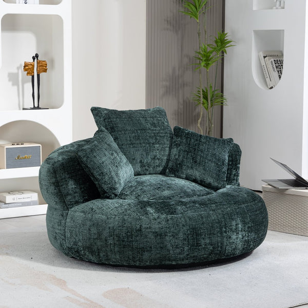 English Elm Lazy Sofa Oversized Ergonomic Bean Bag Lounger with High Wrap Back, Plush Chenille Foam Comfort for Living Room, Bedroom, Office Emerald W395P252054
