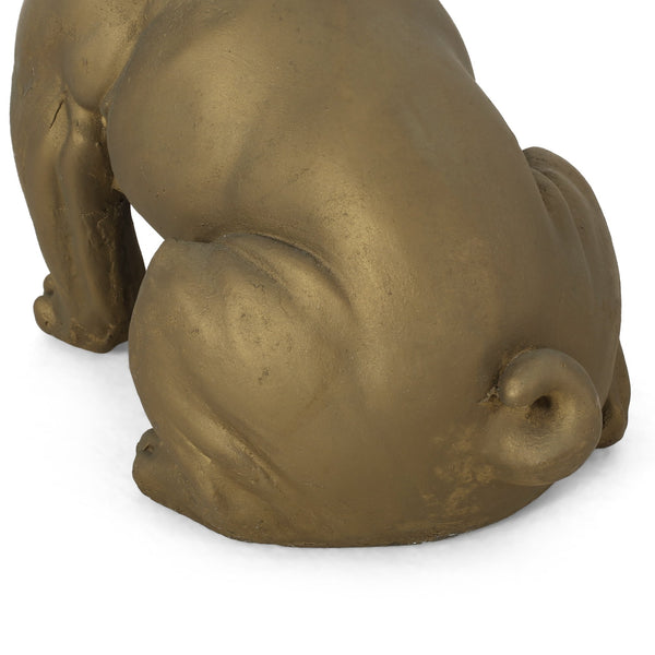 English Elm Christopher Knight Home® - DOG French Bulldog Garden Sculpture Cast Stone Outdoor Accent with Antique Wash, Durable Charm Gold 70293.00RUSGLD