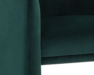 Sunpan Jaime Dining Armchair - Luxurious Gold Base, Moisture-Repellent Fabric, Perfect for Stylish Spaces Meg Dark Emerald