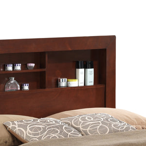 English Elm King Storage Bed Cherry Finish with Built-In Drawers, 48"H x 80"W x 87"D, Sturdy Transitional Design B078S00234