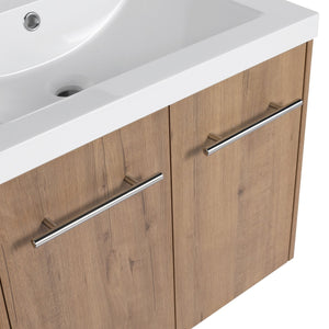 English Elm 24 Inch Floating Bathroom Vanity with Resin Sink, Soft-Close Doors, Wall-Mounted Storage, Modern Compact Design W999P188185