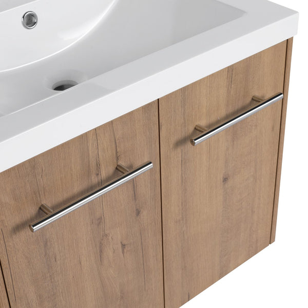 English Elm 24 Inch Floating Bathroom Vanity with Resin Sink, Soft-Close Doors, Wall-Mounted Storage, Modern Compact Design W999P188185