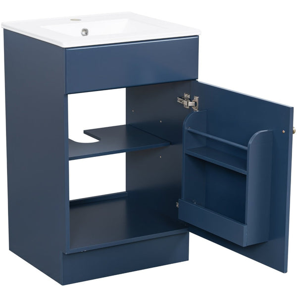 English Elm [video] 20 Inch Freestanding Bathroom Vanity with Ceramic Sink Soft Close Cabinet Blue N759P237946C