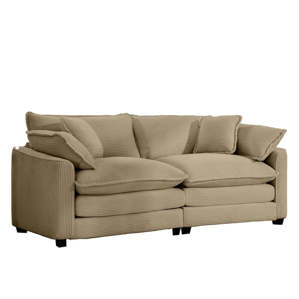 English Elm Modern Corduroy Loveseat Sofa With 4 Pillows – Deep Seating Comfort For Stylish Living Spaces W714S00788
