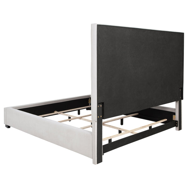 English Elm Frances Beige Tufted Upholstered Eastern King Bed - Luxe Velvet, Modern Design, Sturdy Frame, Comfort B062S01097