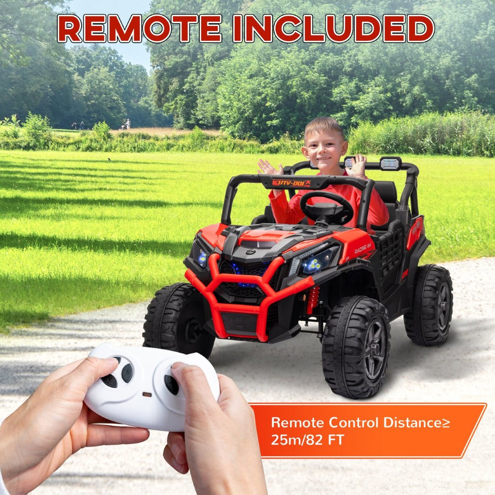 English Elm Qaba 24v Two Seat Kids Ride on Car with Dual Motors Spring Suspension Remote Red W2225P249872