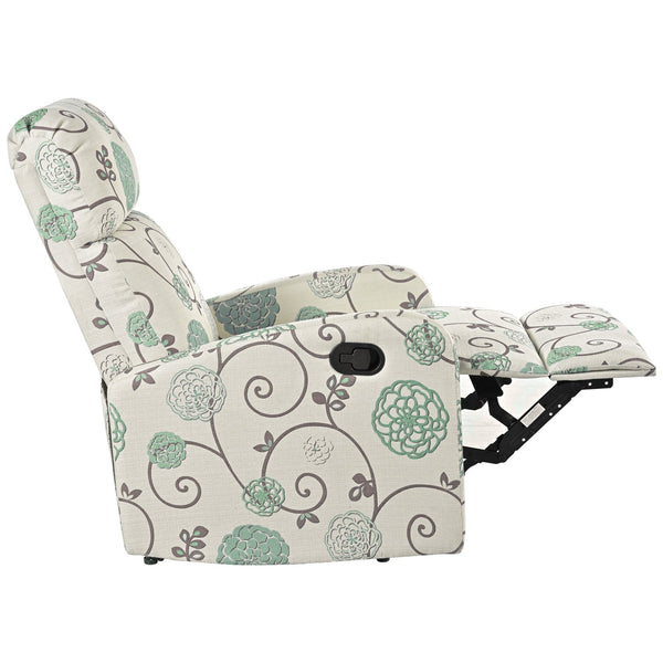 English Elm Christopher Knight Home® - Modern Recliner Plush Manual Recliner Chair with Ergonomic Support, 3-Position Backrest, Durable Fabric Comfort Beige+Blue N763P256491C