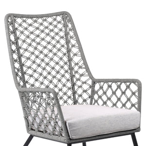 English Elm Marco Rope Weave Steel Lounge Chair Handcrafted for Outdoor Patio or Living Room B2736P464888