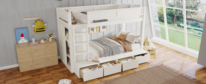English Elm Twin Triple Bunk Bed Metal L-shaped Frame Sleeps Three Kids White Finish Ivory W1580S00643