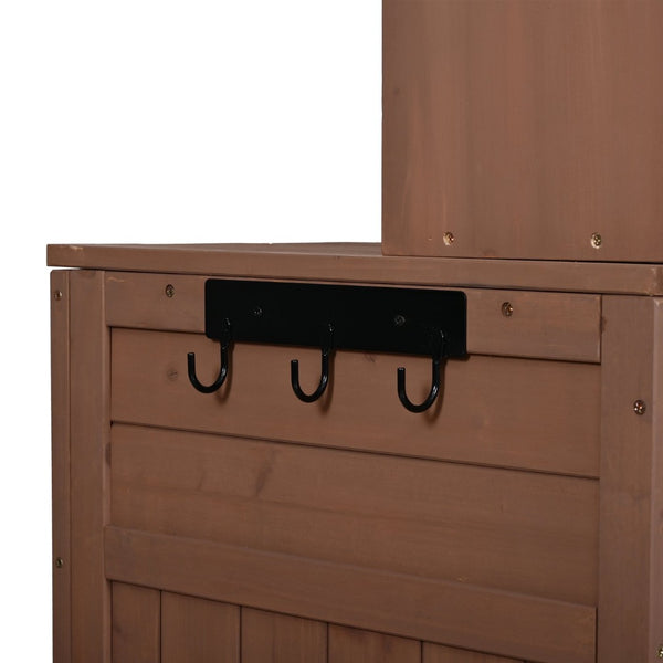 English Elm (with Hutch) Topamx Solid Fir Potting Bench Patio Workstation Spice Rack Drawer Brown N717P404330D