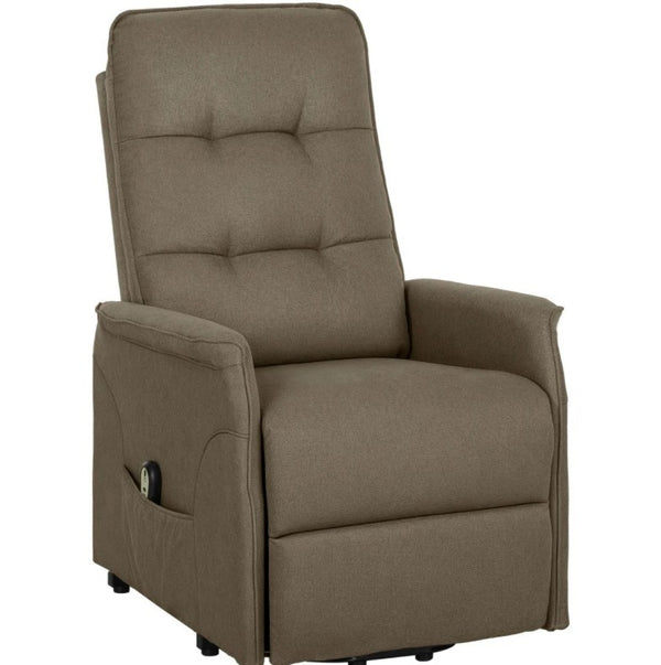 English Elm Fabric Power Lift Recliner Chair with Tufted Linen Feel Upholstery and Side Storage Pocket Brown T3971P412392