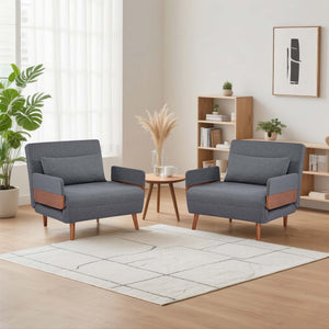 English Elm TRIO Convertible Modular Sleeper Sofa Bed with 3-Level Adjustable Backrest, Silent Hinges, Space-Saver Grey W3391S00010