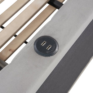 English Elm Full L-Shaped Upholstered Daybed with Pull-Out Twin Trundle, Built-In USB Ports, Modern Chic Design Gray SF000192AAE