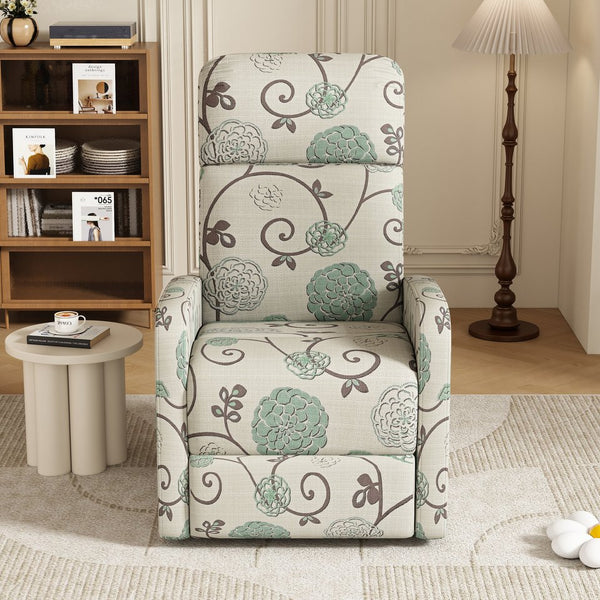 English Elm Christopher Knight Home® - Modern Recliner Plush Manual Recliner Chair with Ergonomic Support, 3-Position Backrest, Durable Fabric Comfort Beige+Blue N763P256491C