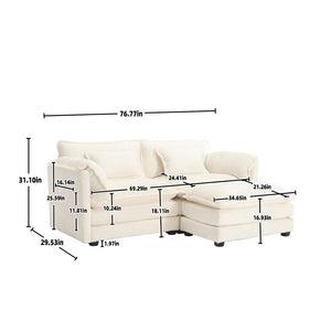 English Elm United We Win Oversized Chenille Double Sofa With Removable Armrests And Footstool For Cozy Lounging W1568S00131-GIGA