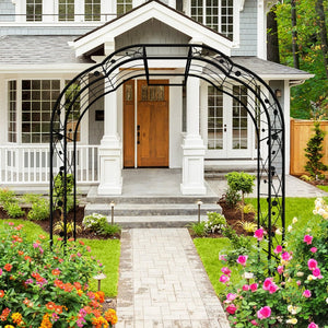 English Elm Metal Garden Arch Powder Coated Steel Trellis for Climbing Roses Outdoor Weddings Black W1586P268772
