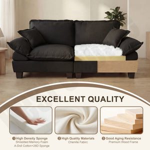 English Elm Modular U-shape Chenille Cloud Sectional with Sculptural Sailboat Arms Six Seats Black W3163S00127