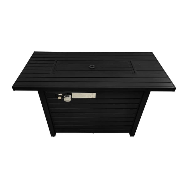 English Elm 25" 25" H x 42" W Steel Outdoor Fire Pit Table with Lid Black - Stainless Steel Burner, Propane/NG Convertible, Adjustable Flame, Modern Patio Centerpiece B120P230250